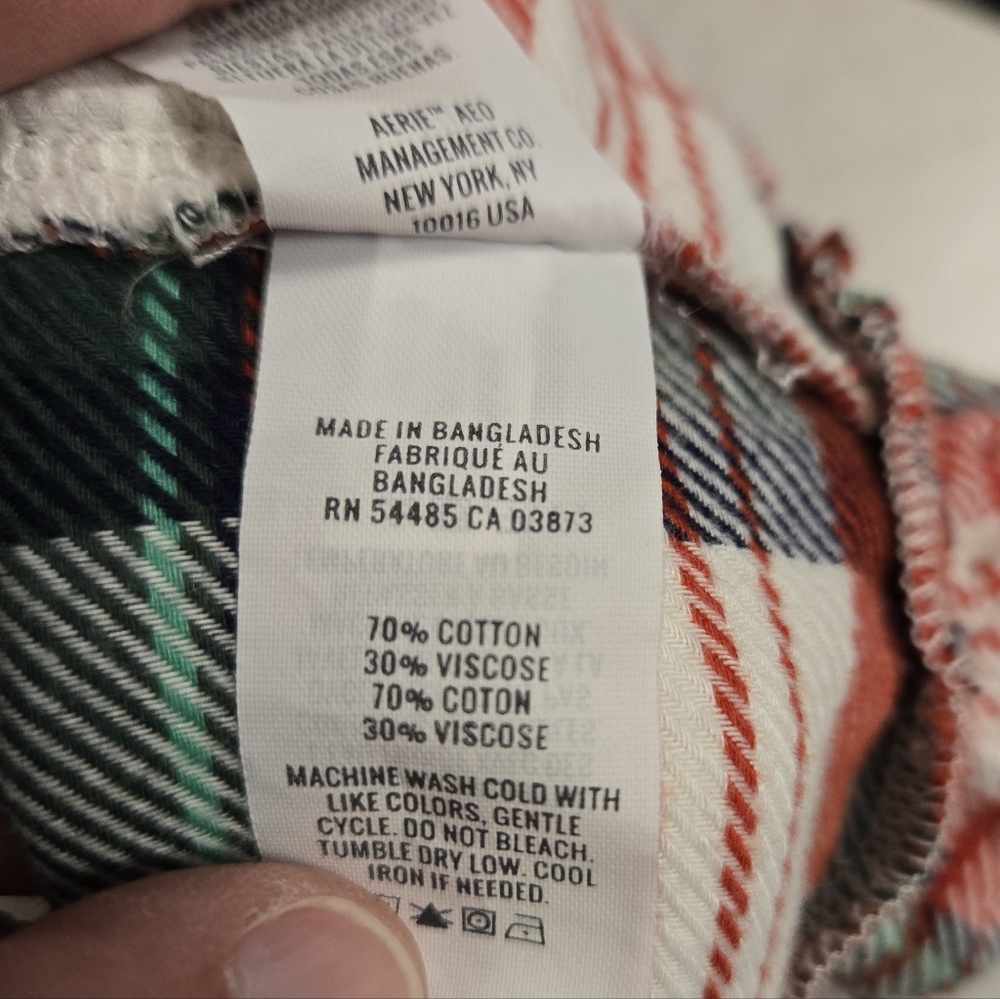 Aerie Plaid Flannel Ruffle Pajama Tie-string Tank Top - Picture 8 of 8